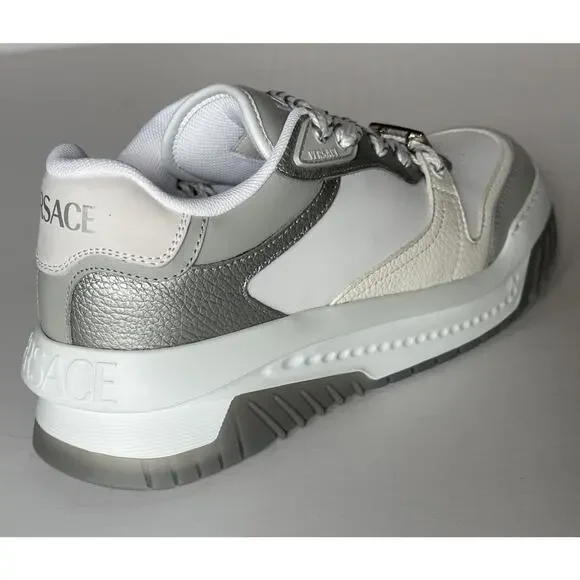 Versace Odissea Mens Leather White/Gray Sneakers 11.5 US (44.5) 1015437 NIB $950